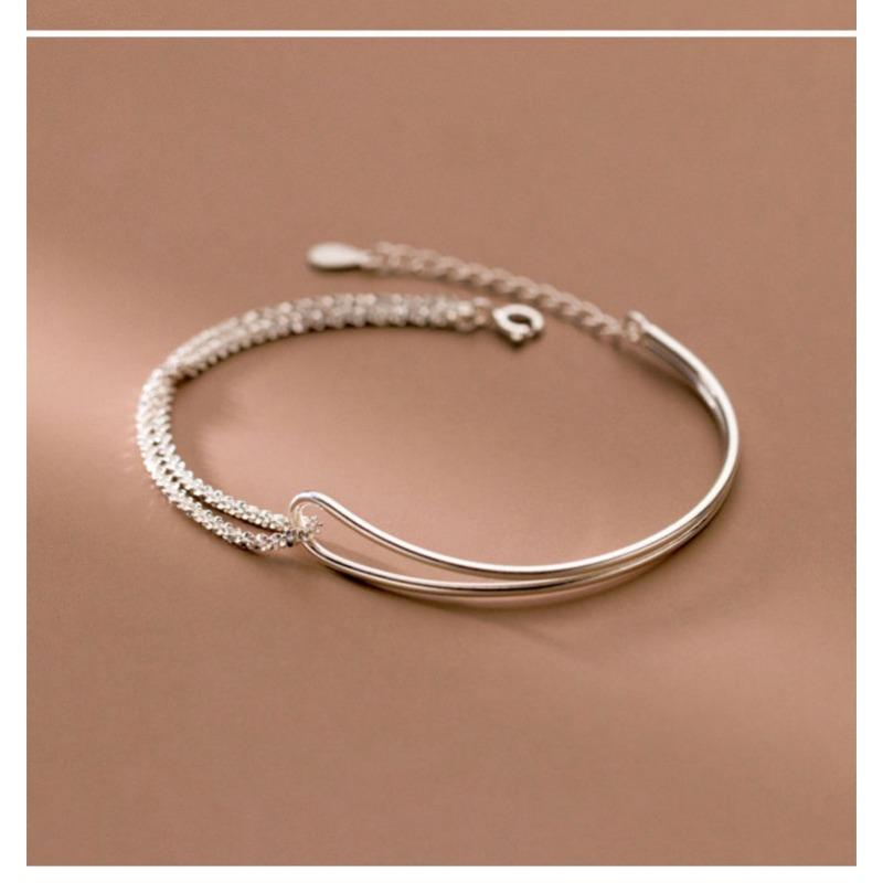 Double Layer Curved Tube Starry Asymmetric Bracelet Fashion Light Luxury Personalized Women Jewelry