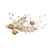 Wedding Barrettes Clip Headpiece Handmade Leaf Flower Hair Clips with Pearl Core for Thick Hair Styling Decoration