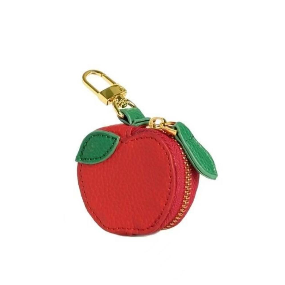 Stylish Mini Fruit Keychain Purse Charming Leather Keychain Purse Portable Cute Design Pear Shaped Wallet Girl Accessories