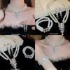 Diamond-encrusted Pearl Necklace Stud Earrings Bracelet French Retro Elegant Temperament Jewelry Set Light Luxury High-end Jewelry Women
