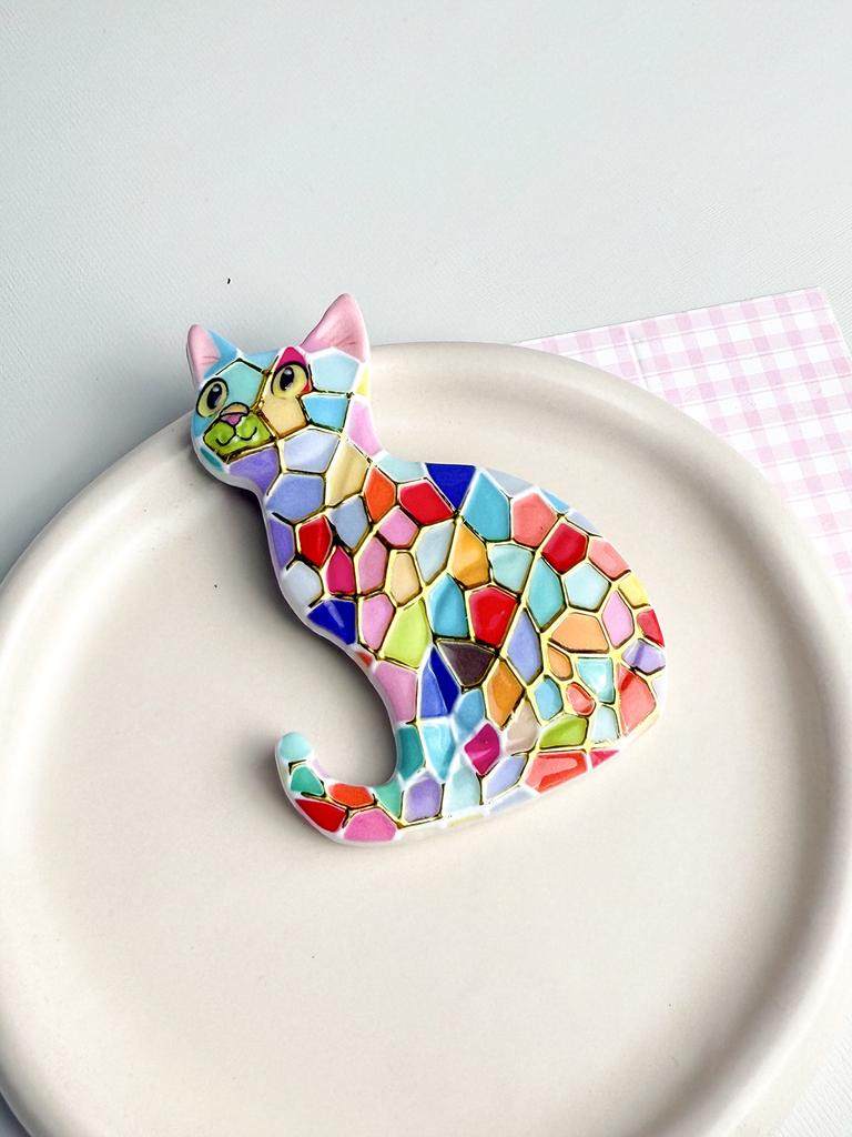 1PC Colorful Cute Cat Bronzing Relief Refrigerator Sticker Creative Cute Cat Home Decoration Refrigerator Sticker
