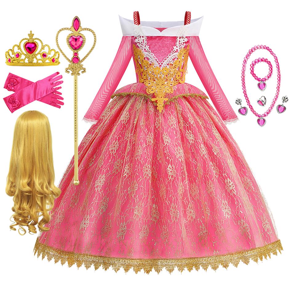 Costume Principessa Bambina Aurora Vestidos Vestito Cosplay Bambina Halloween Carnevale Compleanno Outfit Festa Abito da Ballo