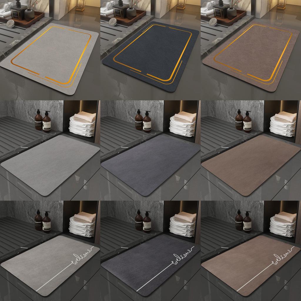 Modern Minimalist Silicone Diatom Mud Bathroom Door Mat With Water Absorption For Bathroom Comfort