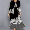 Oversized Women Two Piece Set Floral Slip Dress With Knitted Openwork Cardigan
