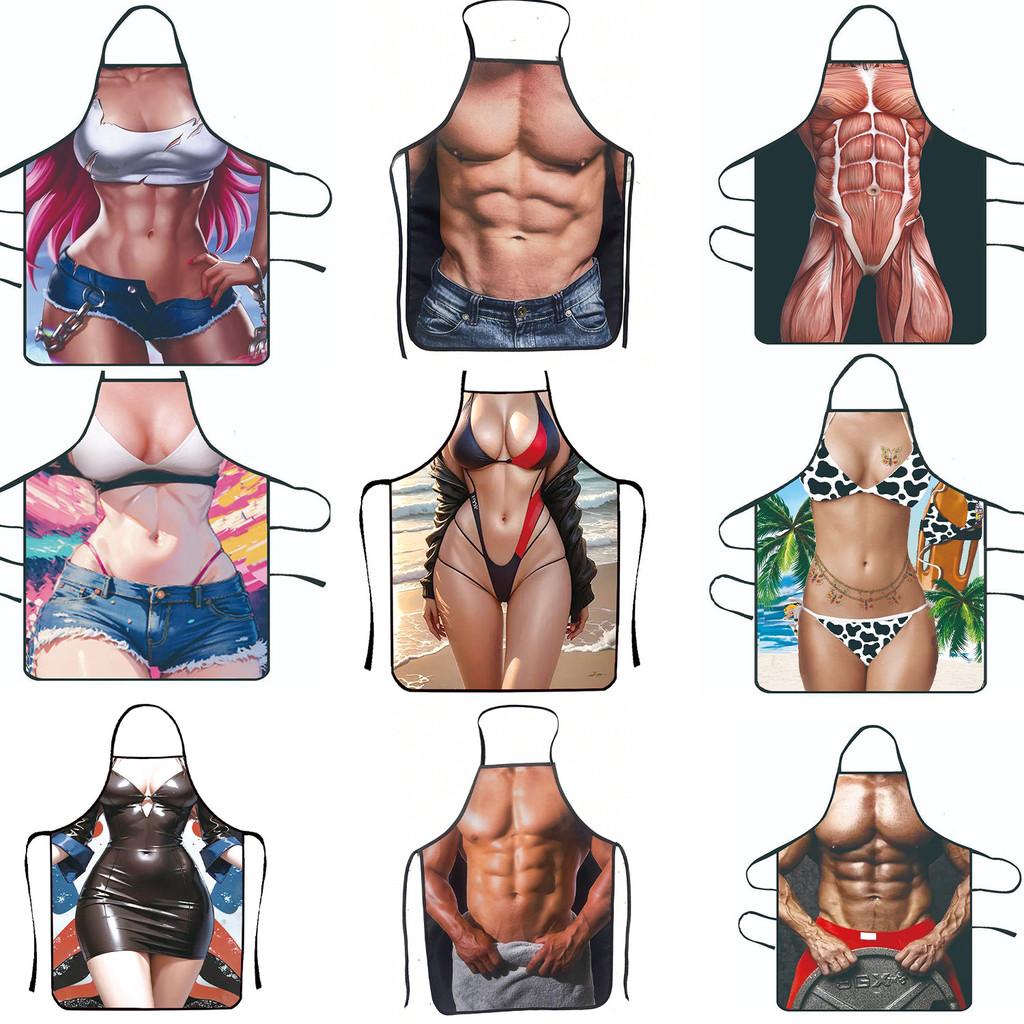 Creative Funny Character Print Waterproof Apron For Kitchen Cooking Home Use