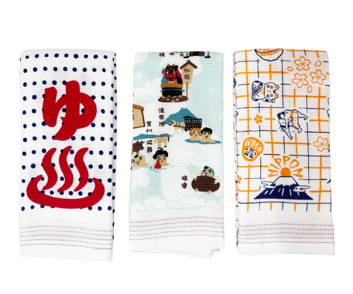 

Kontex Tenugui Face Towel Set Cloth Calendar Japanese Hot Springs Exciting (Tenugui) (3-Piece Set) - (Yudama (Soybeans) / / Japan)