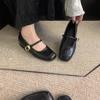Small Inner Height Increase Leather Shoes Silver Mary Jane Shoes Women's Spring 2025 New French Round Head Light Mouth Single Shoes