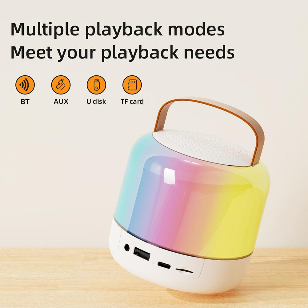 Mini Karaoke Speaker Bluetooth-Compatible5.3 With 2 Wireless Microphone Karaoke Machine 4 Playback Mode Home KTV Karaoke Speaker