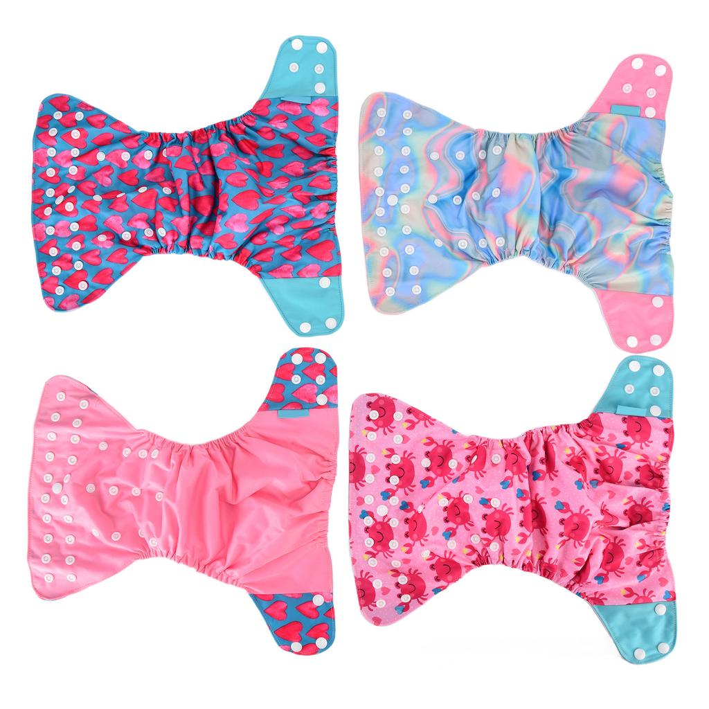 4Pcs Cloth Diaper One Size Adjustable Reusable Washable Waterproof Breathable Baby Training Pants