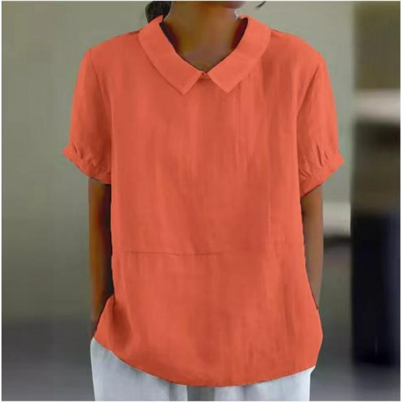 Loose Lapel Shirt Women's Short-sleeved Cotton Top