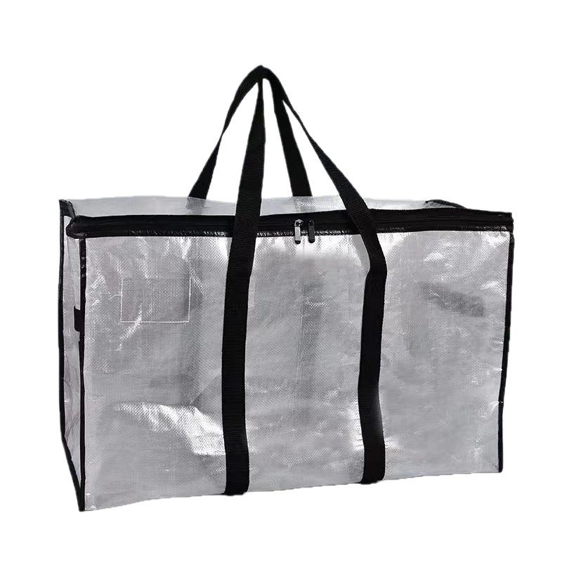 Quilt Organizer Bag Foldable Transparent Large Capacity Woven Closet Sort Waterproof Double Zipper Portable Storage