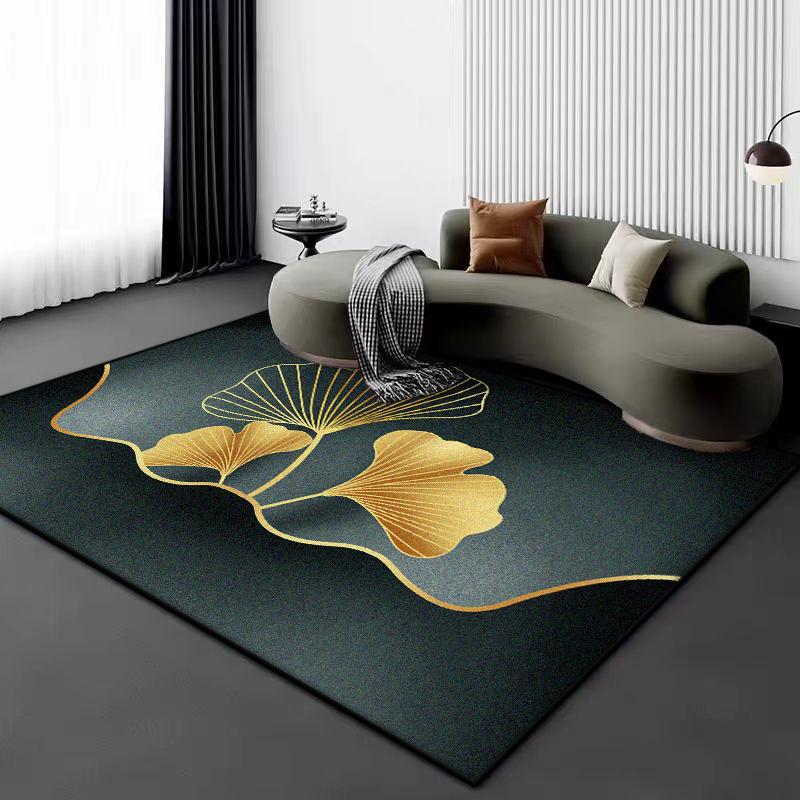 3D Vision Flower Plant Carpet Living Room Black Golden Design Sofa Large Area Rugs 200x300 Luxury Bedroom Non-slip Floor Mat