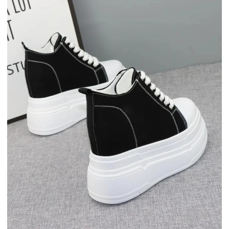 Fashion Luxury Super High Canvas Shoes for Women- 12CM Increased Heels Korean Version Sneakers  Designer Sneakers for Women