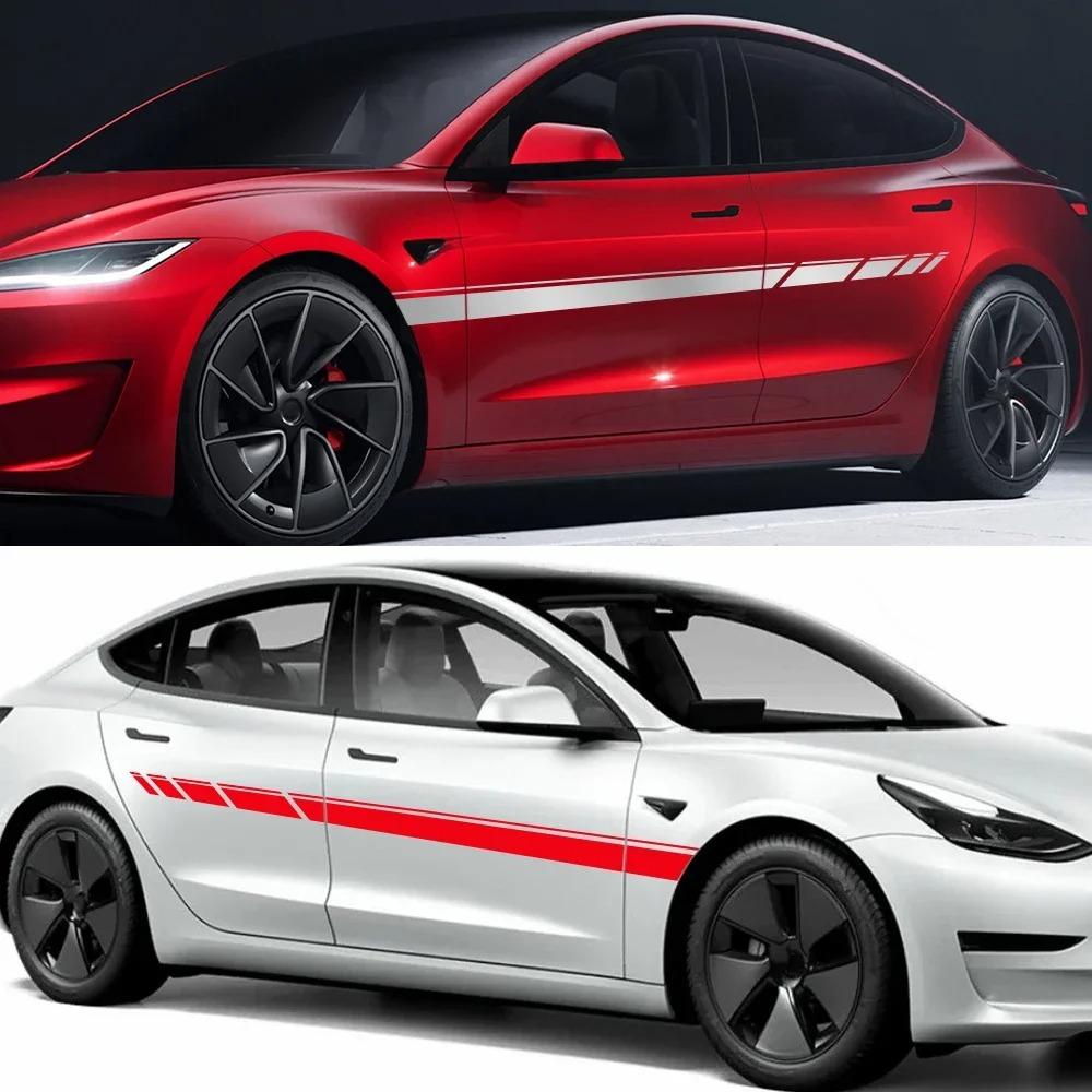 Car Body Side Door Stripes Sticker Auto Vinyl Film Waterproof Sports Style Auto Decoration Decal Accessories For Tesla Model 3