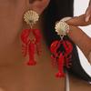 Handmade Lobster Earrings Stone Beaded Shells Earring Bohemian Bohemian Jewelry  Summer