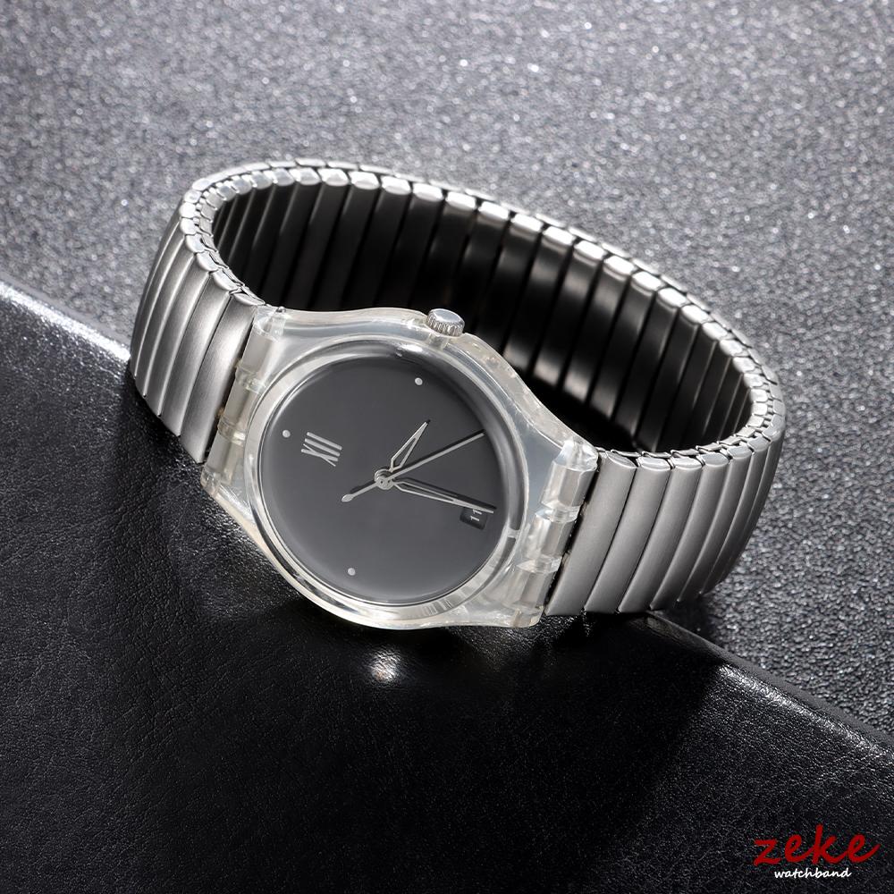 Elastic Metal Watch Band for Swatch Watch Strap 17mm 20mm Stretch Expansion Stainless Watch Strap Men Women Gold Black Bracelets