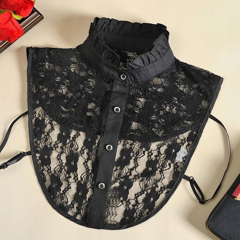 fake women' lace SHIRT WHITE COLLAR with elegant clasp