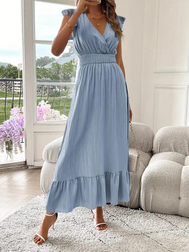 2025 Frühling Europäisches & Amerikanisches Damen Elegantes Ärmelloses Plissiertes Langes Kleid