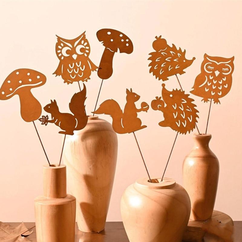 Metal Rusted Animal Garden Stake Art Crafts Statue Backyard Garden Yard Sidewalk Outdoor Backyard Decoration
