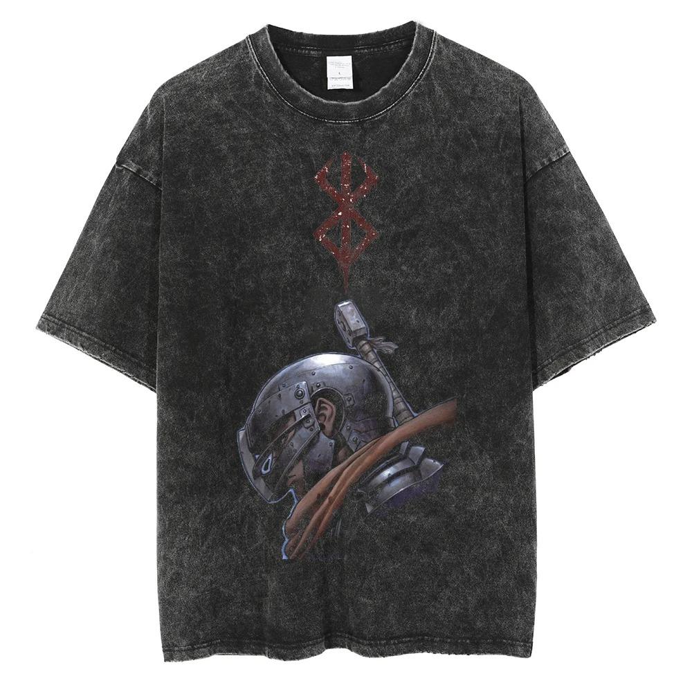 Berserk Guts  Zodd Brand of Sacrifice Vintage Washed Oversized TShirt  Unisex Dark Fantasy Anime Streetwear Tee S