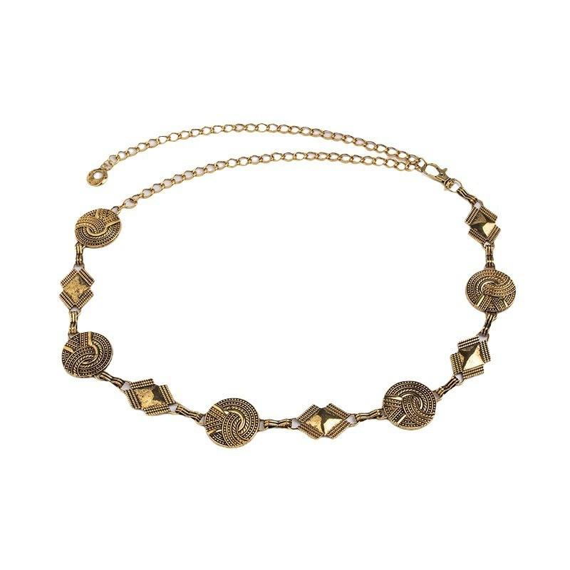 Retro Embellished Metal Waist Belt With Water Dots For Adult Women Jewelry Summer