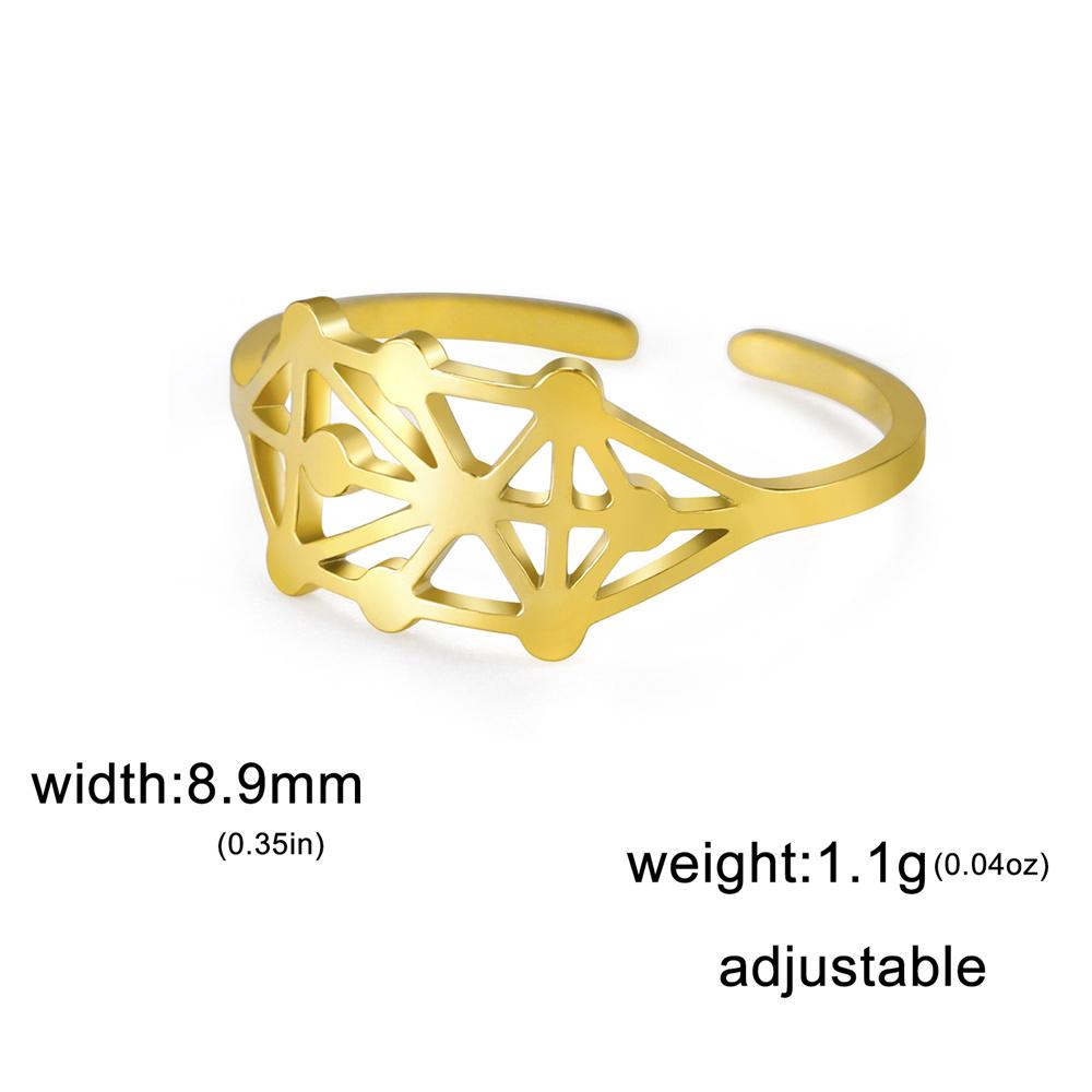 My Shape Sephirot Kabbalah Tree of Life Rings Women Stainless Steel Adjustable Size Geometric Finger Ring Amulet Fashion Jewelry