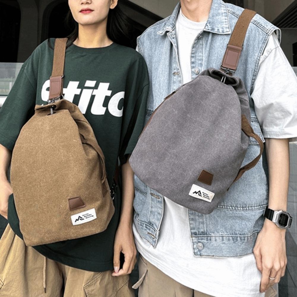 Large Capacity Male Crossbody Bag Retro Style Single Shoulder Pouch Canvas Chest Bag  Travel