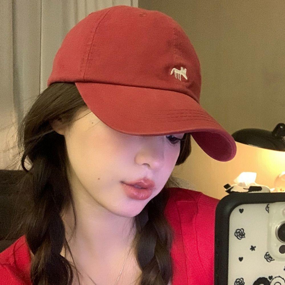 Embroidered Canvas Baseball Hat Animals Sun Hat Versatile Embroidery Baseball Cap  Girl
