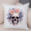 Coral Petal Skull Cushion Cover Double Print Orchid Watercolor Pillowcase Soft Plush Lavender Floral Skull Cushion Cover