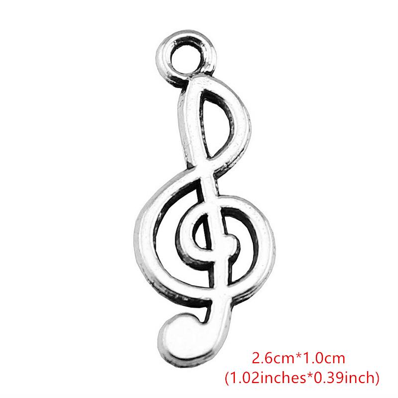 15pcs 26x10mm Antique Silver Color Musical Note Charms Pendants for Handmade DIY Necklace Bracelets Jewelry Making