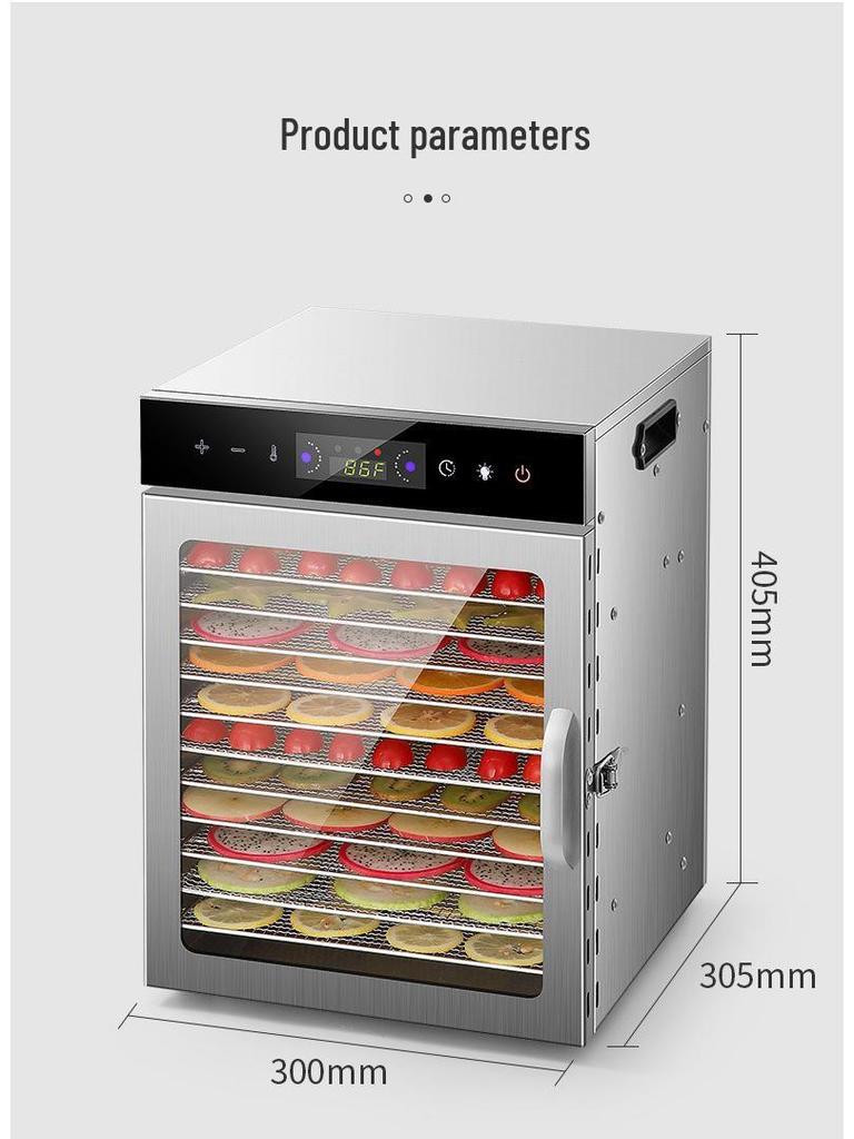Compact Stainless Steel Food Dehydrator for Snacks, Meat, Fruits, and Vegetables