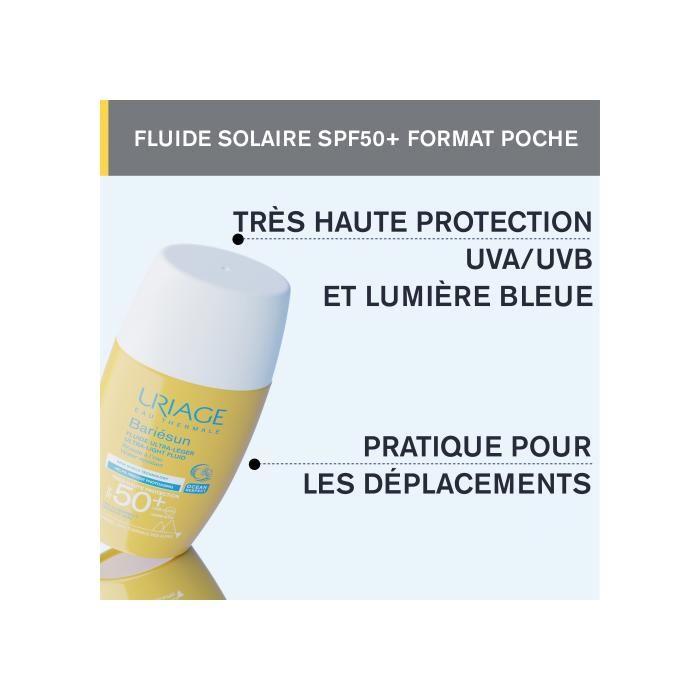 Crème solaire - URIAGE - Bariésun Fluide Ultra-Léger SPF50+ - Hypoallergénique - Texture Fluide - Protection UV
