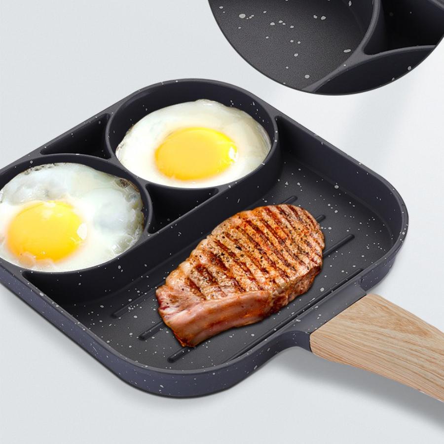 Maifanshi Four Hole Frying Pan Flat Bottomed Non Stick Steak Cooking Pots Egg Frying Pan Multifunctional Kitchens Accessories
