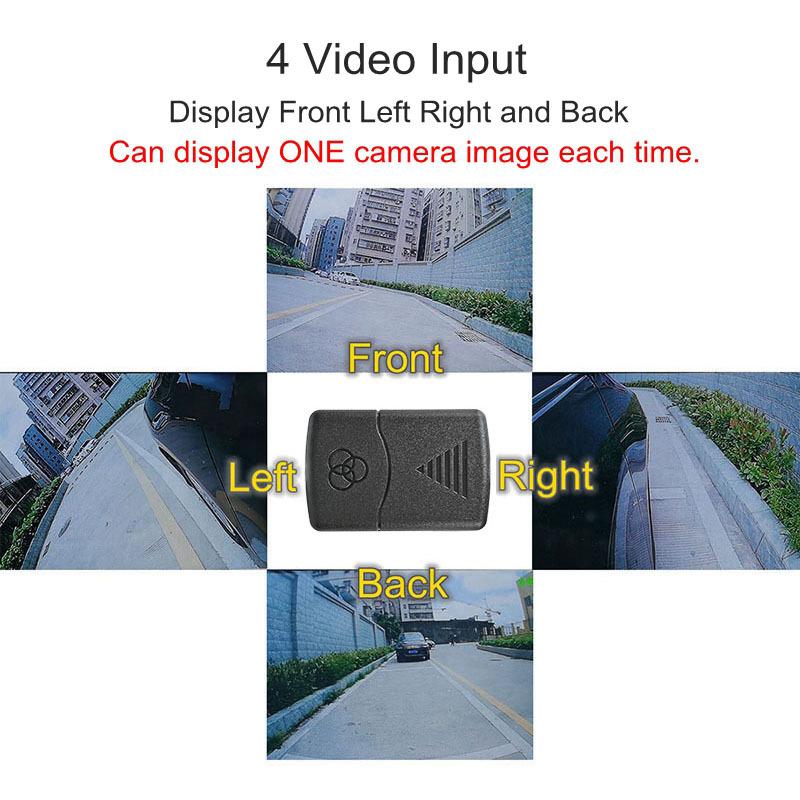 

DIYKIT 4 Cameras In 1 Video Control Image Combiner Channel Converter Box for Car Driving System Front Rear Left Right View