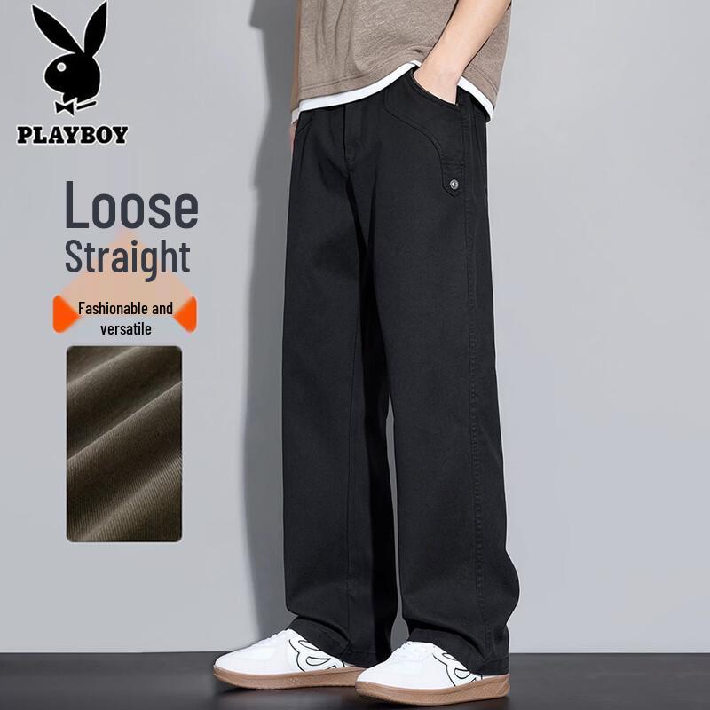 PLAYBOY Men s Summer Thin Loose Straight-Leg Casual Pants L
