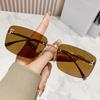 Ruiao rimless sunglasses UV400 fashion square metal glasses for women luxury brand designer diamond y2k small face sun glasses