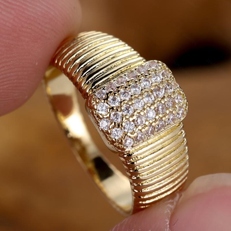 

Europe and The United States Fashion Ring with Square Inlaid Zirconia Zircon for Women Luxury Wedding Party Accessories Gifts 9