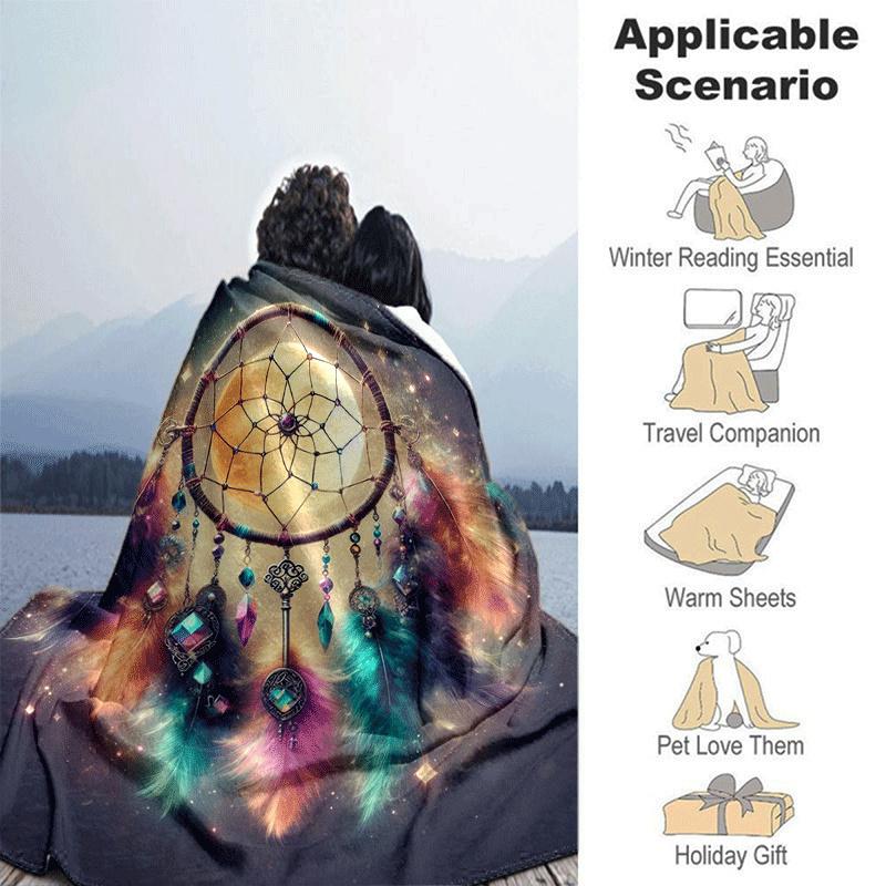 1pc Dream Catcher Printing Lightweight Flannel Blanket, Comfortable and Warm Blanket, for Camping Sofa Bed and Couch Office, in All Seasons