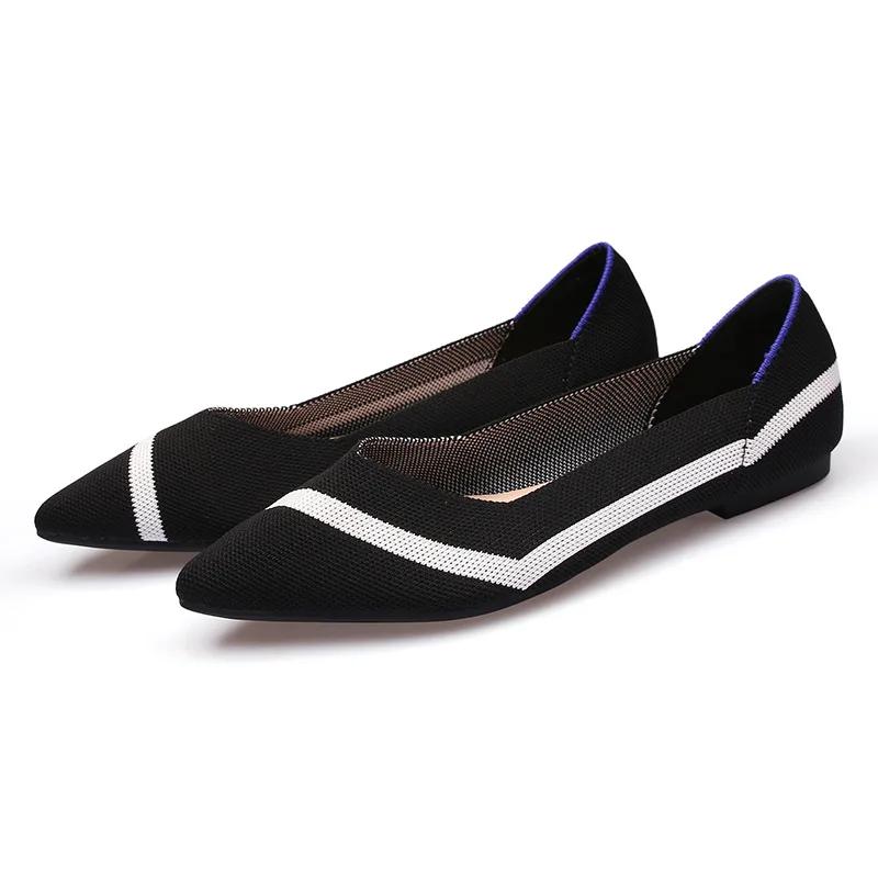Fashion Women Shoes Flat Knit Breathable Square Heel Fashionable Beautiful Princess Antiskid Rubber Sole Comfortable 2025