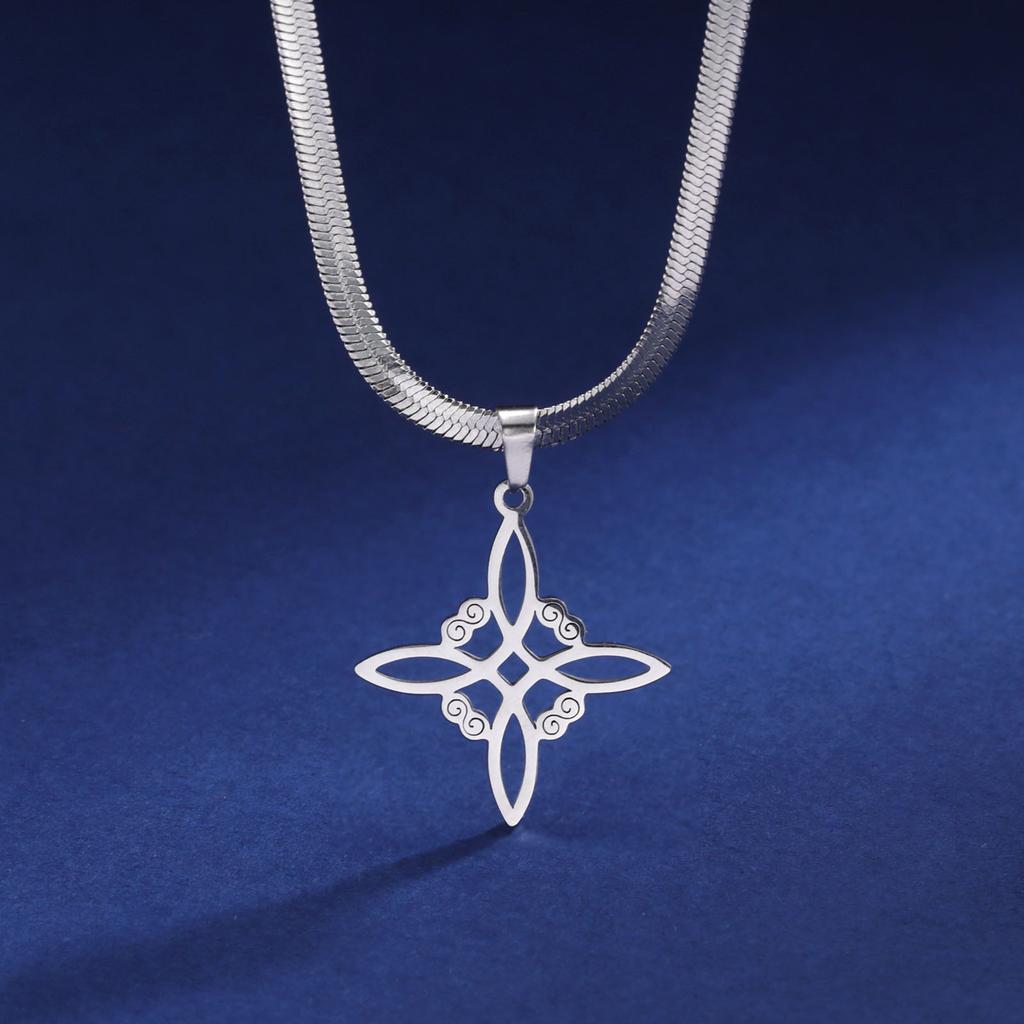 Classic Stainless Steel Necklace Trend Witch Knot Pendant Necklace Men Women Casual Jewelry Gifts