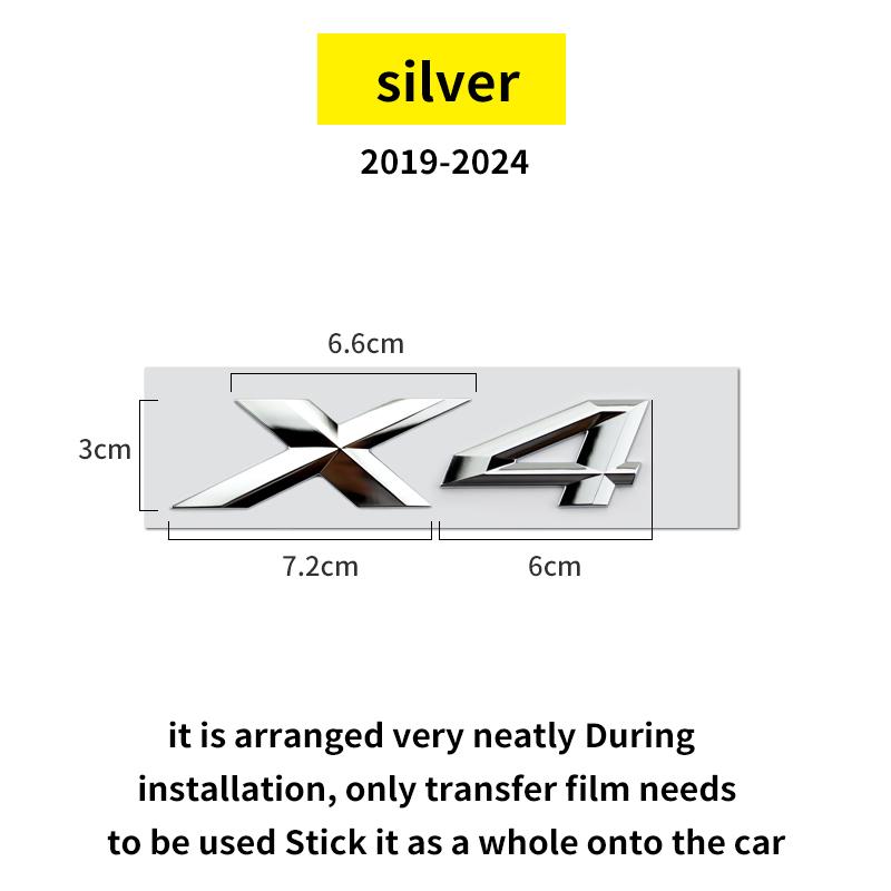 Suitable for BMW X1 X2 X3 X4 X5 X6 X7 F49 U12 F39 G08 G18 F15 F25 F26 G01 G02 G05 G06 G07  and Tail Letters Silver Black