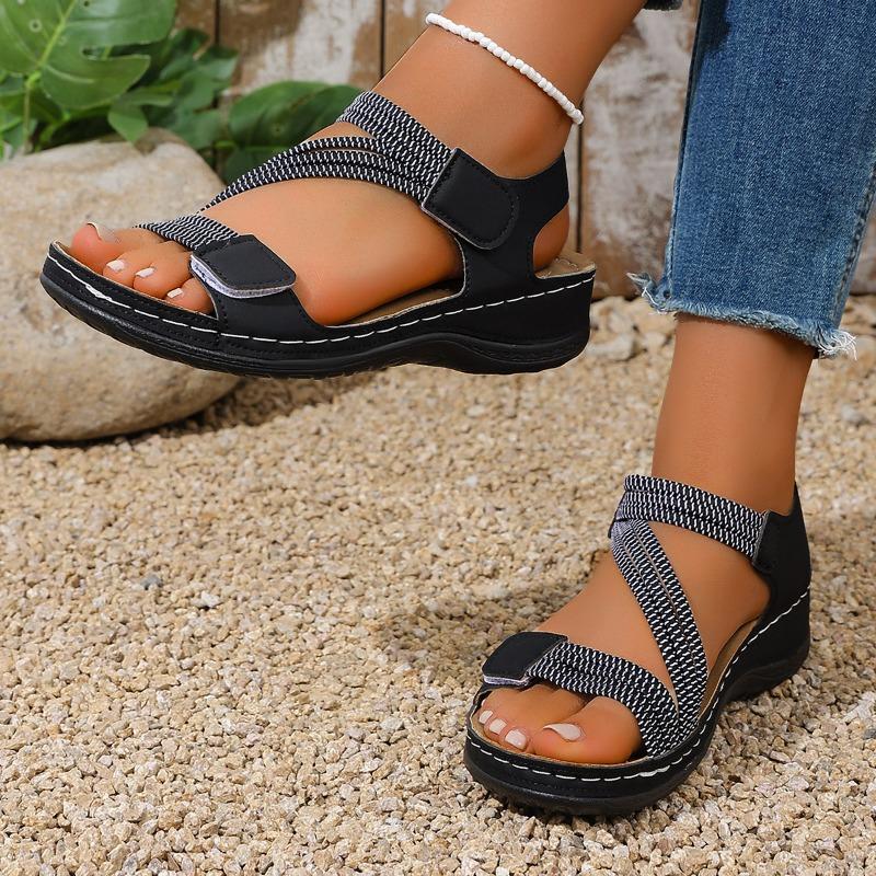 Wedge Sandals Summer New Round Toe Soft Sole Non-slip Non-slip Roman Women's Shoes
