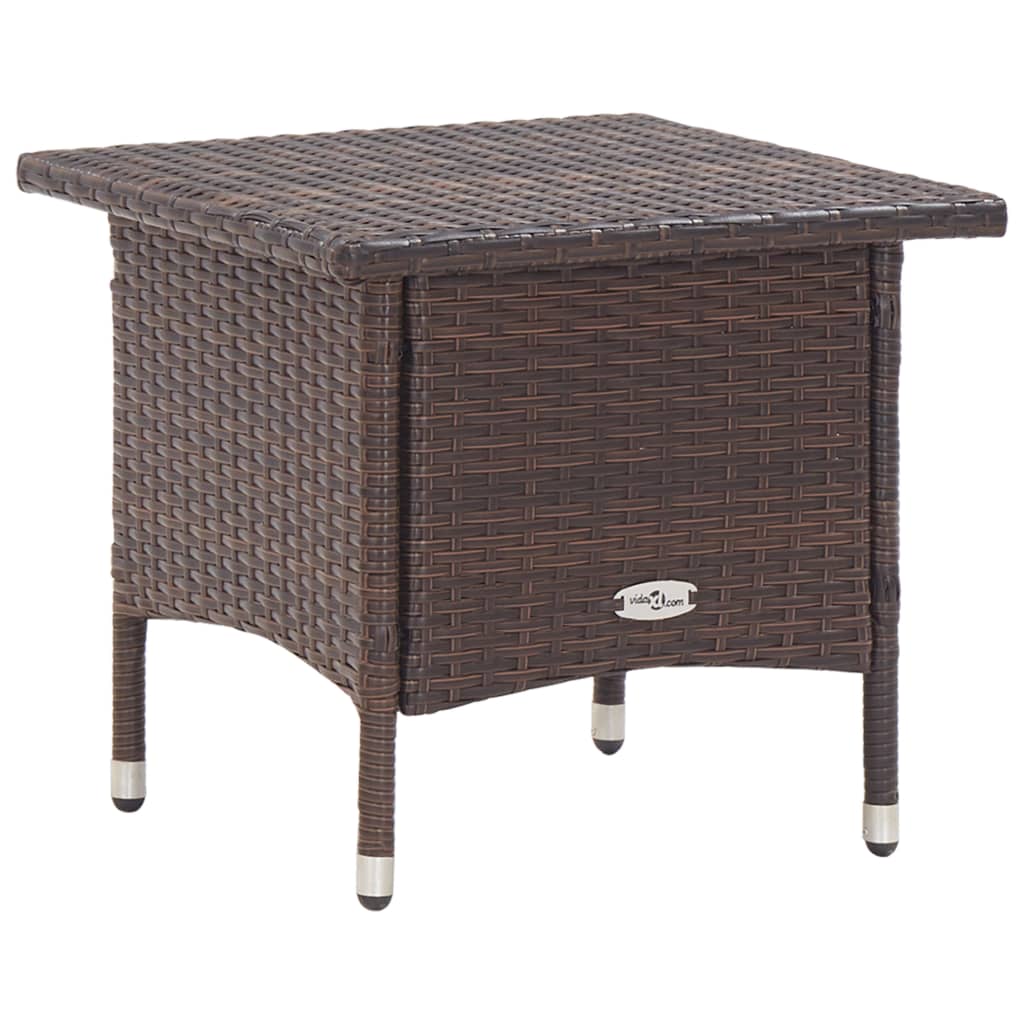 Side Table Brown 50x50x47 Cm Poly Rattan