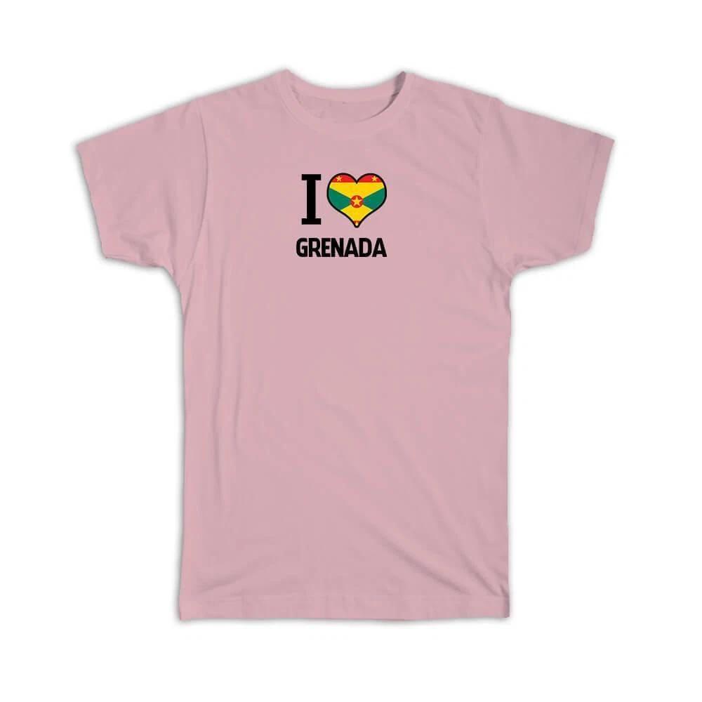 

Gift T-Shirt : I Love Grenada Flag Heart Country Crest Grenadian Expat L