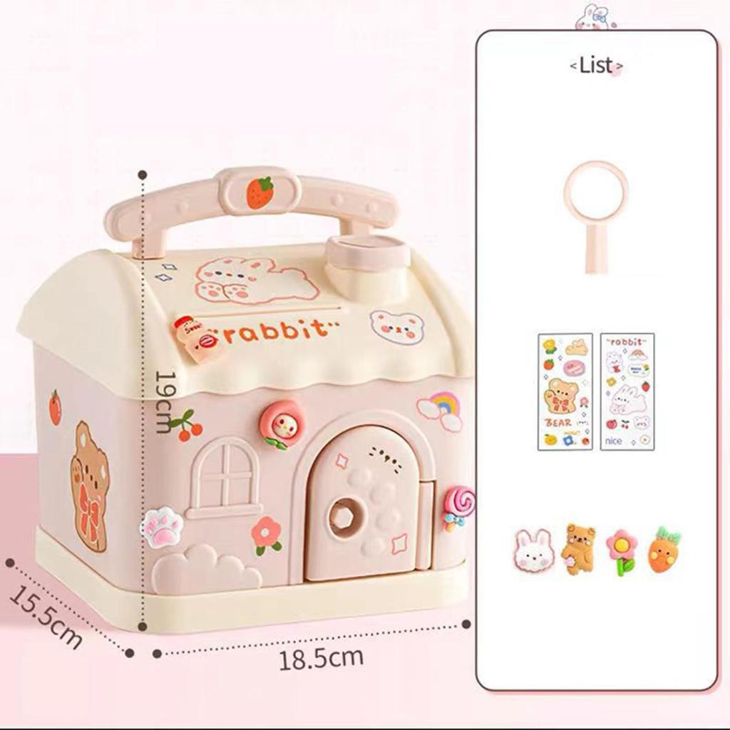 Piggy Bank with DIY Stickers House Money Box with Key Practical Gifts Exquisite House Piggy Bank for Party Favor Festival