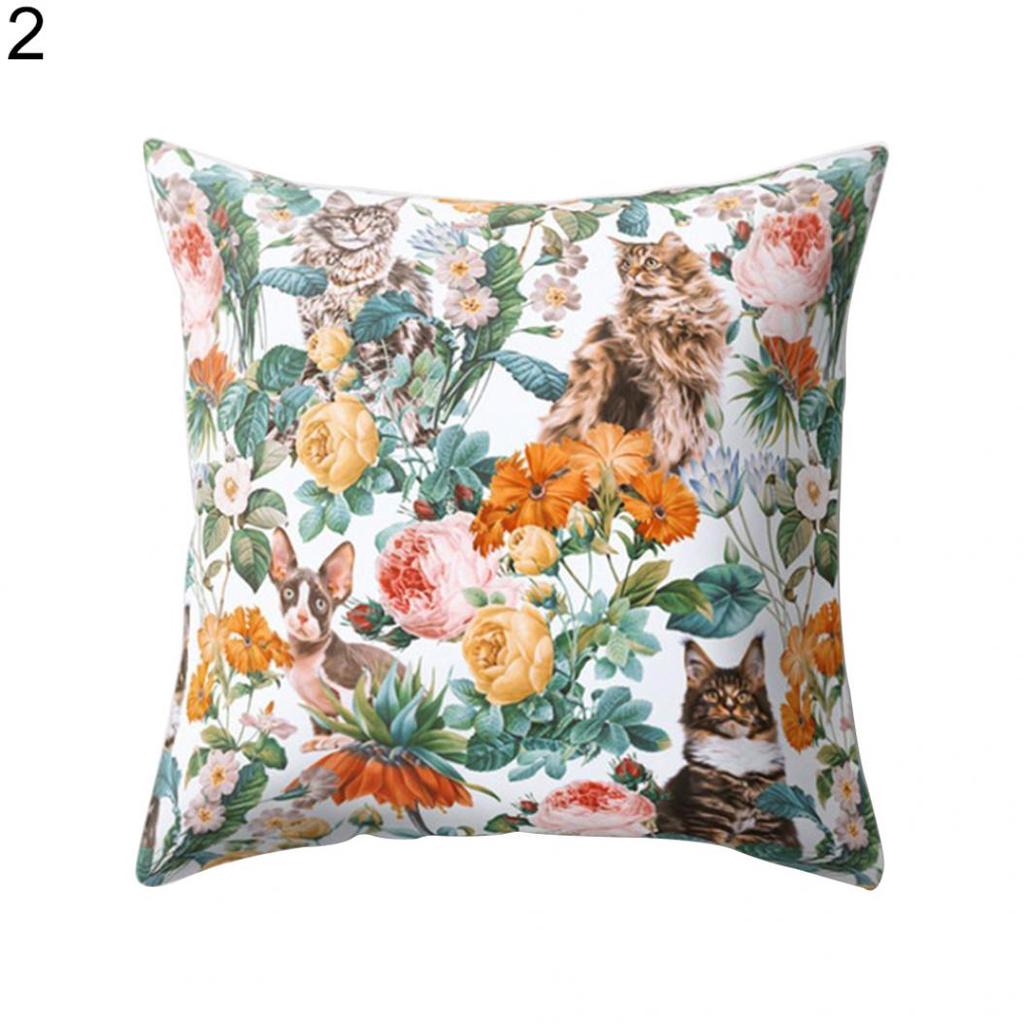 Fashion Flower Green Leaves Cushion Cover Pillow Case Car Home Bed Sofa Decor
