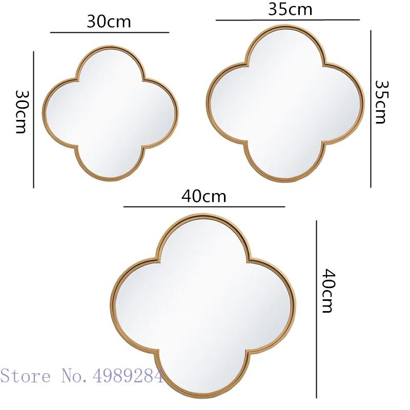 Glass Mirror Golden Border Geometric Plum Flower Pattern Background Wall Hanging Art Mirror Wall Decoration Home Decoration