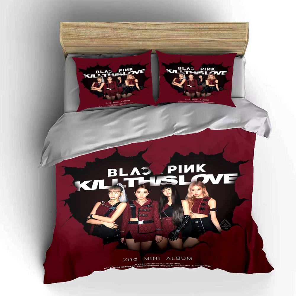 Black Red Stylish Girl Band Bedding Duvet Cover Set Duvet Cover Pillowcases (1*Duvet Cover 2*Pillowcases, without duvet insert)