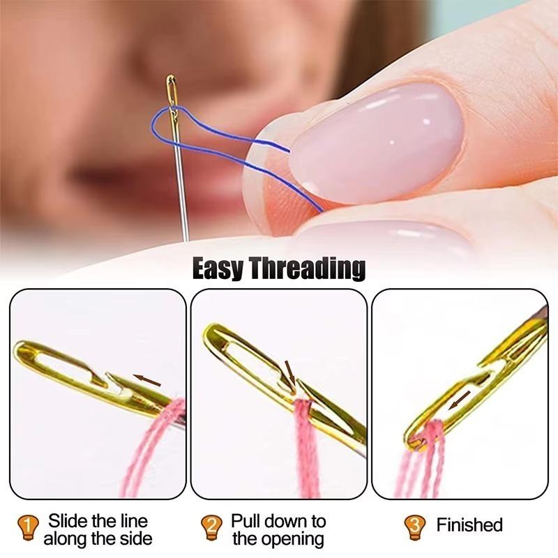Home Sewing DIY Bead Jewelry Threading for The Elderly Blind Needles Hand Sewing Needle Free Home Sewing Needle Thread Box Set
