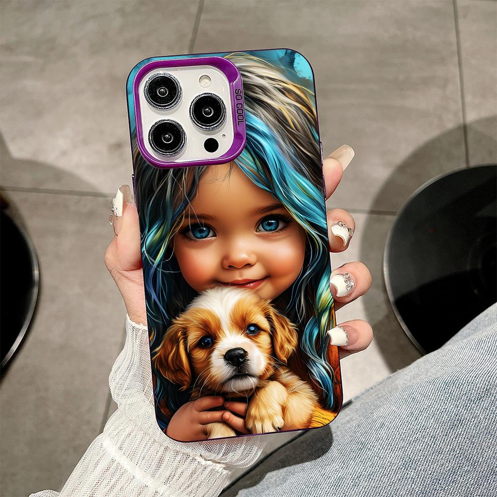 

Girl Dog Puppy Purple Translucent Mobile Phone Case for iPhone 17 16 15 14 13 12 11 X XR XS Air Pro Max Plus Colorful Cover iPhone Air